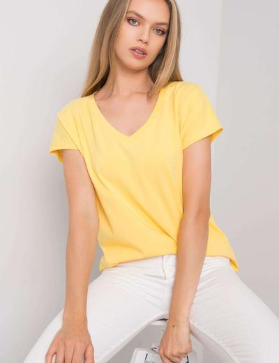 T-shirt damski  V-neck - żółty