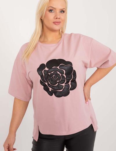 Bluzka plus size z bawełny różowa
