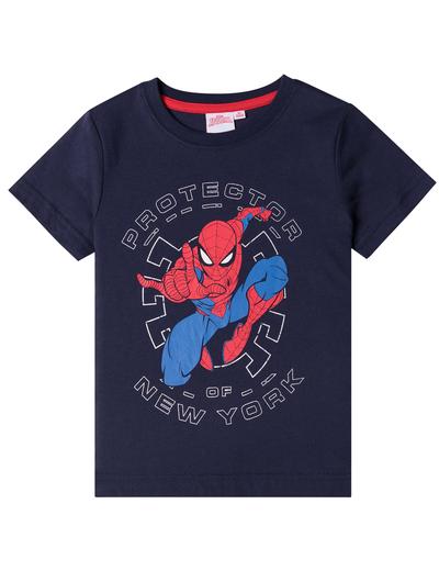T-shirt bawełniany chłopięcy SPIDERMAN granatowy