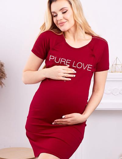 Bawełniana koszlula nocna dla kobiet w ciąży i karmiących - bordowa