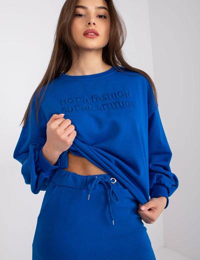 Dwuczęściowy komplet damski: spódnica i bluza - niebieska