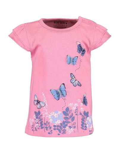 Koszulka dziewczęca różowa w motylki