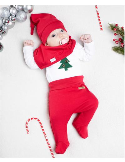 Komplet świąteczny niemowlęcy czapka, apaszka, body, półśpioch