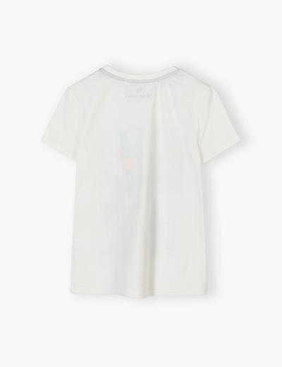 Biały t-shirt chłopięcy bawełniany z nadrukiem- Play