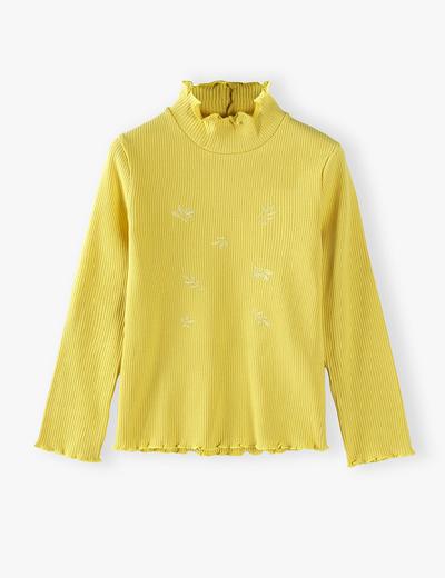 Żółta prążkowana bluzka dziewczęca w liście