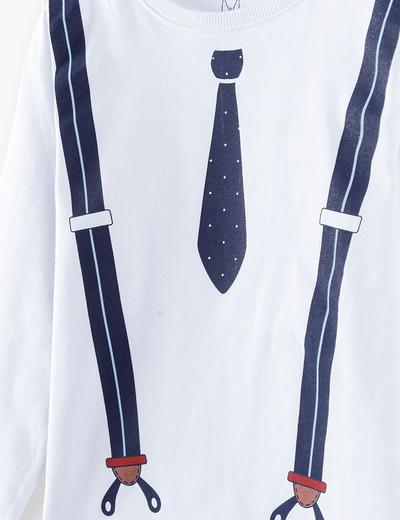 Bluzka chłopięca z nadrukiem- krawat i szelki