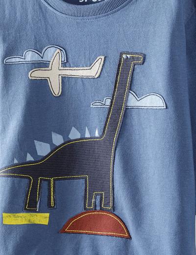 Bluzka chłopięca z długim rękawem - niebieska z Dinozaurem