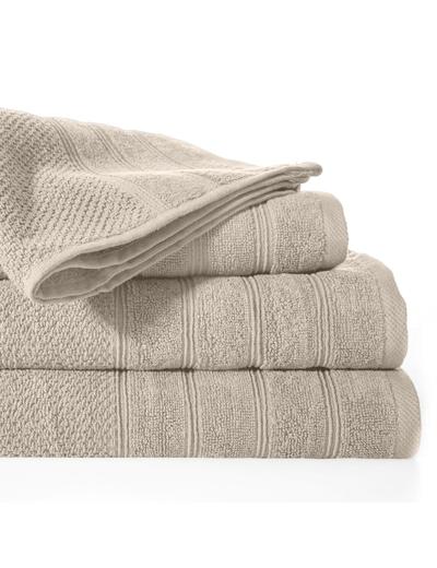Ręcznik z bordiurą w pasy- beżowy 50x90 cm