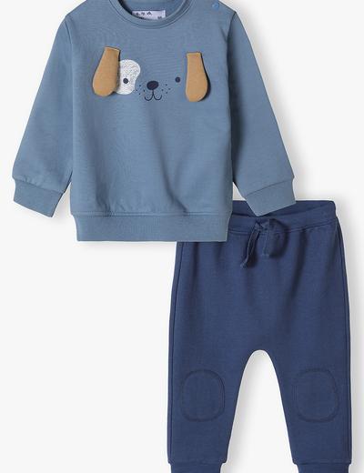 Komplet niemowlęcy bluza z nadrukiem i spodnie dresowe - Piesek