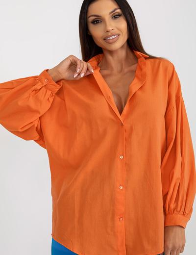 Pomarańczowa koszula oversize z bufiastym rękawem