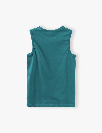 T-shirt chłopięcy w kolorze ciemnej zieleni- Chillaułcik