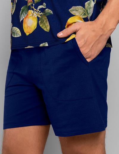 Bawełniana piżama męska w cyrtyny - granatowa