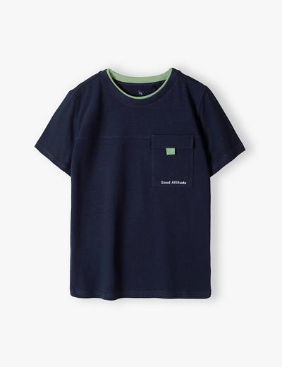 T-shirt dla chłopca - bawełniany z kieszonką - Lincoln&Sharks