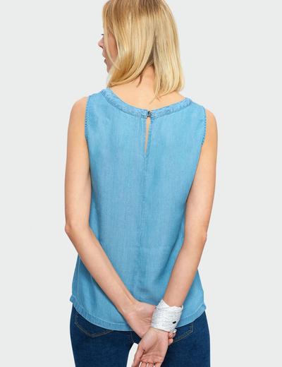 Niebieska bluzka damska bez rękawów- Lyocell