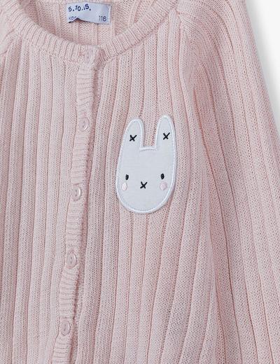Bawełniany sweter z haftowaną aplikacją - różowy