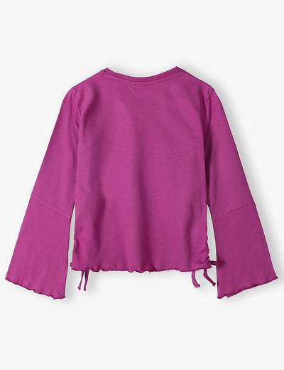 Różowa bluzka dziewczęca z rozszerzanymi rękawami