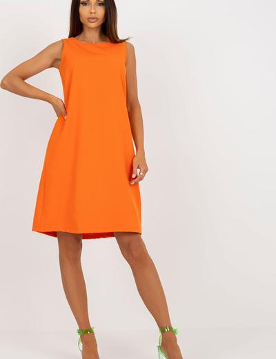 Pomarańczowa prosta sukienka koktajlowa OCH BELLA