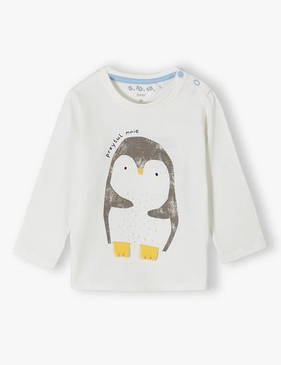 Bluzka niemowlęca dla chłopca z pingwinem - biała