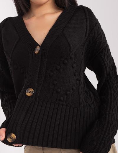 Czarny damski sweter rozpinany z guzikami