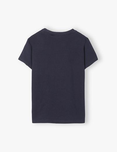 Granatowy t-shirt dla chłopca bawełniany z nadrukiem