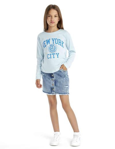 Błękitna bluzka dziewczęca z bawełny- New York city