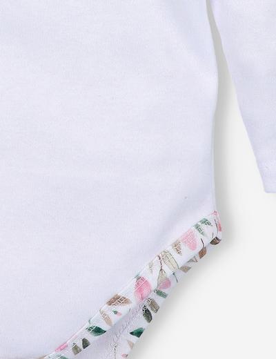 Body niemowlęce PINK FLOWERS z bawełny organicznej- białe