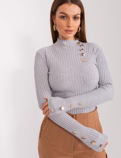 Prążkowany sweter z wiskozą szary