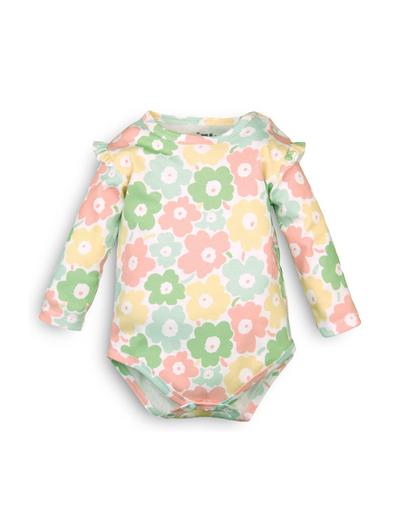 Body niemowlęce z bawełny organicznej dla dziewczynki - kolorowe kwiatki