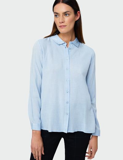 Gładka koszula z długim rękawem- niebieska