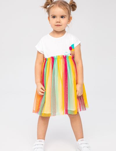 Sukienka niemowlęca z krótkim rękawem i kolorowym tiulem