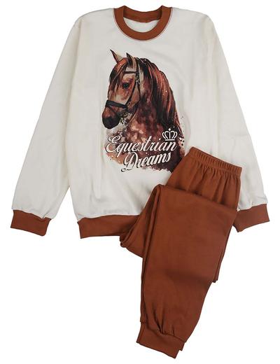 Beżowa dziewczęca piżama z nadrukiem konia Tup Tup