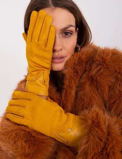 Dotykowe rękawiczki damskie ciemny żółty