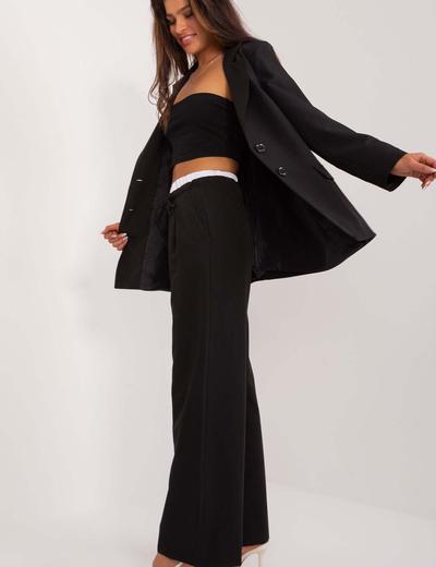 Eleganckie spodnie z podwójną talią czarne