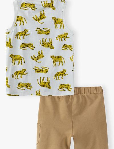 Bawełniany komplet dla chłopca - T-shirt bez rękawów i dzianinowe szorty