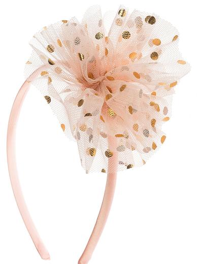 Opaska do włosów różowa z tiulowym kwiatkiem