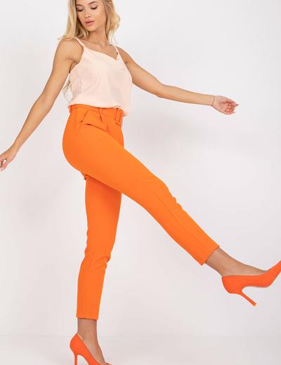 Pomarańczowe klasyczne spodnie z materiału z prostą nogawką Giulia