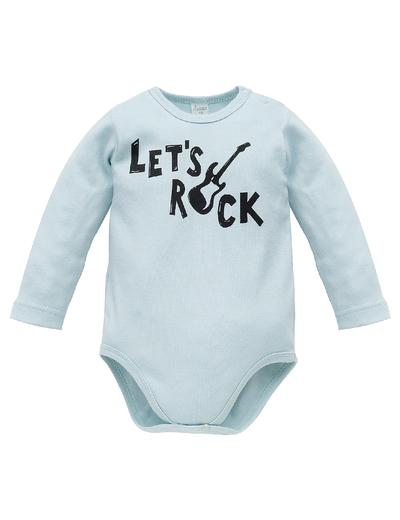 Bawełniane body niemowlęce z długim rękawem Let's rock niebieske