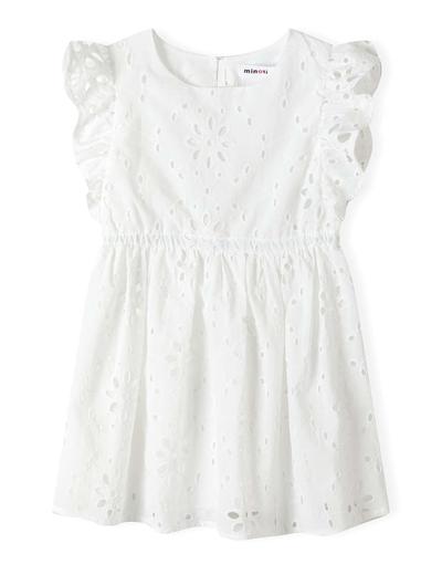 Letnia sukienka biała z haftowanej tkaniny dla dziewczynki