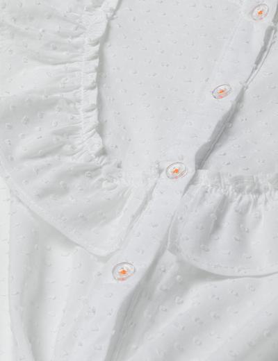 Biała bluzka dziewczęca z wiązaniem z przodu i falbanami