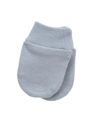 Bawełniane rękawiczki niedrapki błękitne dla niemowlaka- Hello!