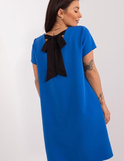 Koktajlowa Sukienka Z Wiązaniem Z Tyłu ciemno niebieska