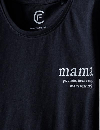 Bawełniany t-shirt damski czarny Mama- ubrania dla rodziny
