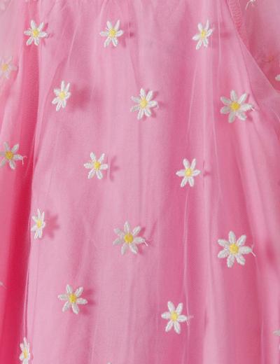 Różowa tiulowa sukienka w kwiatki dla dziewczynki
