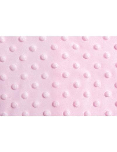 Koc Minky + Bawełna grochy różowo-białe 75 x 100 cm