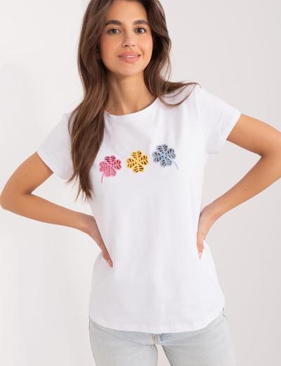 T-Shirt z ażurową aplikacją biały