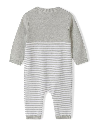 Szary sweterkowy pajac niemowlęcy w paski - Minoti