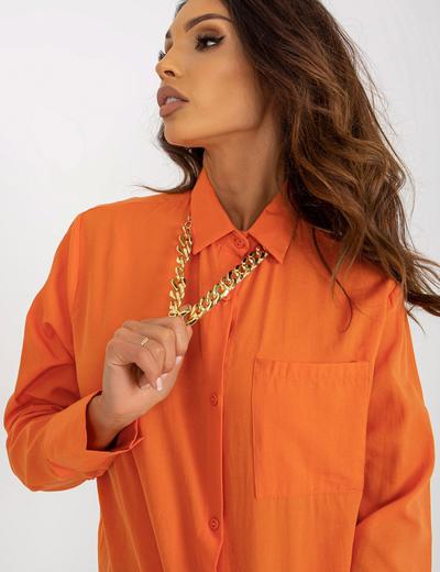 Pomarańczowa koszula oversize z zapięciem na guziki