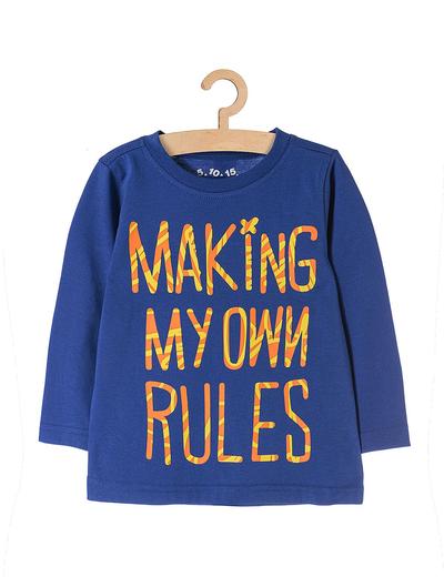 Bluzka chłopięca niebieska z napisem "Making my own rules"