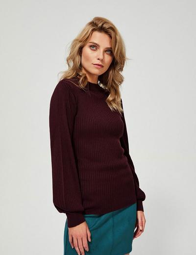 Luźny sweter damski - bordowy