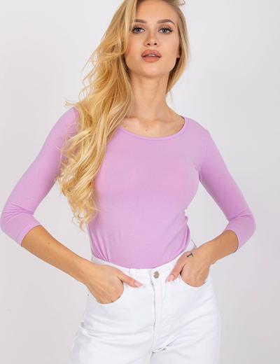 Bawełniana bluzka damska z długim rękawem - jasny fioletowy